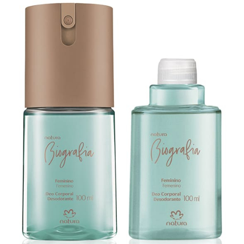 NATURA Kit Biografia Feminino Desodorante Corporal 100 ML com Refil (2 produtos)- PRODUTO ORIGINAL