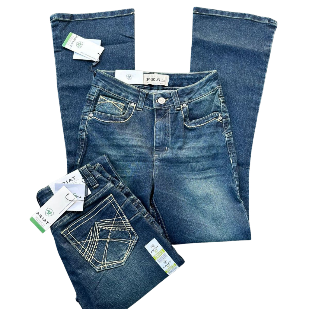 Calça country feminina bordada flare cintura alta Ariatt montaria Wrangle rodeio boiadeira feminino em Oferta na Shopee