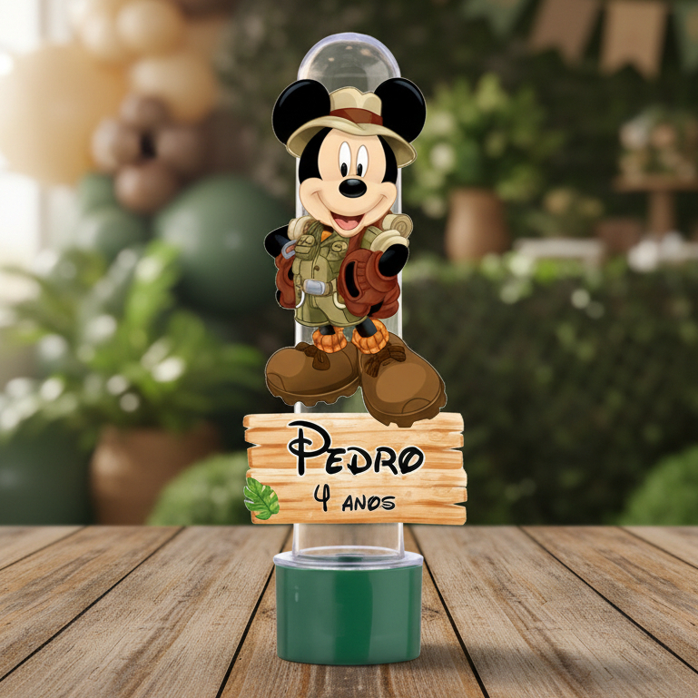 15 Tubetes Personalizados Mickey Safari - Lembrancinha