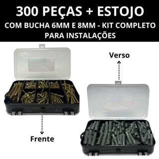 Kit 300 Peças Parafuso e Bucha 6mm e 8mm Com Maleta Organizadora - O Jogo Mais Usado para Instalações e Casa em Oferta na Shopee