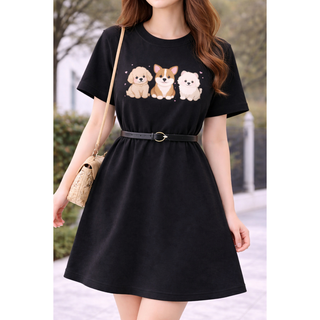 Vestido Camisão Tshirt Estampado Verão Lancamento algodão 30.1 Cachorros em Oferta na Shopee