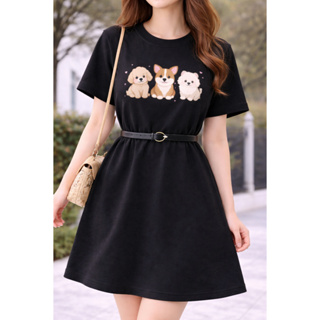 Vestido Camisão Tshirt Estampado Verão Lancamento algodão 30.1 Cachorros em Oferta na Shopee