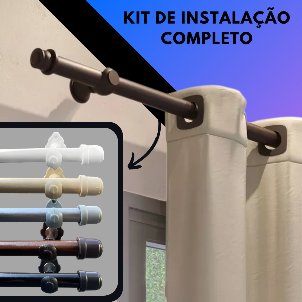Kit Varão Completo de Madeira Suporte 1,00mt a 3,00mt para Cortina, Resistente Várias Cores e Tamanhos Envio Full em Oferta na Shopee