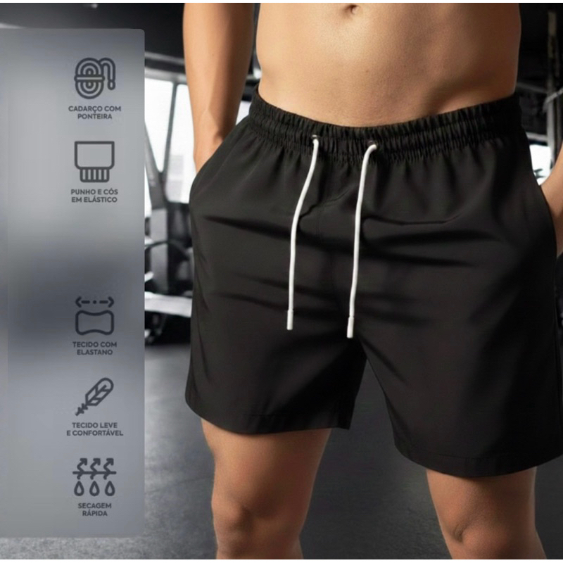Bermuda Academia Masculina Tactel Confortável Shorts Moda Praia Com Elastano Lançamento