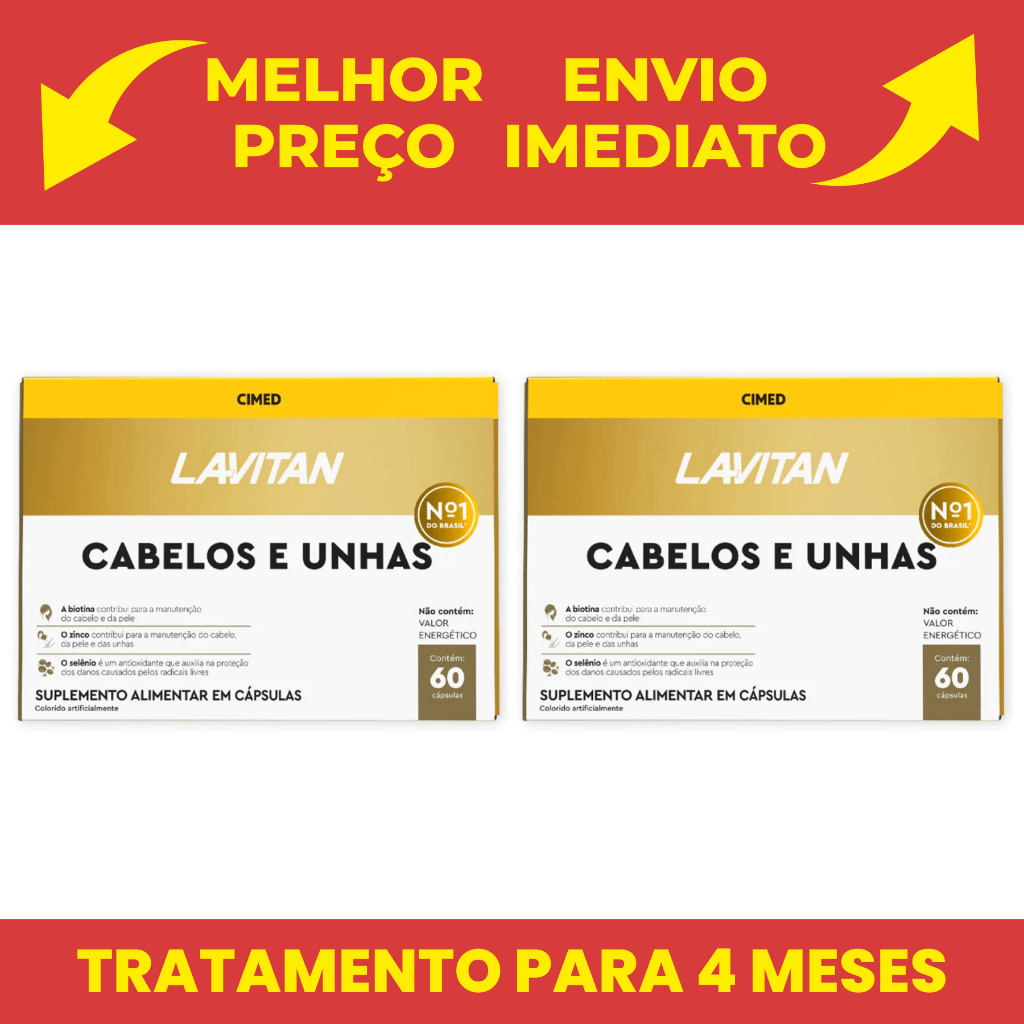 Kit C/2 Lavitan's Vitaminas Suplemento Vitamínico P/ Cabelos & Unhas 60 Cáps