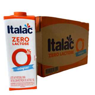 Caixa 12 un Leite Integral Italac zero lactose com tampa UHV longa vida sem lactose em Oferta na Shopee