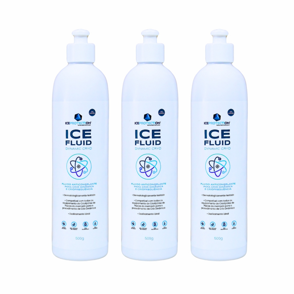 KIT Gel Anticongelante Criofrequência Criolipólise Ice Fluid 500g - 3 Un