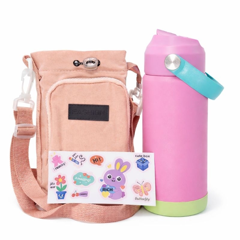 Kit Bolsa Porta-Garrafa Portátil + Garrafa Térmica 500ml