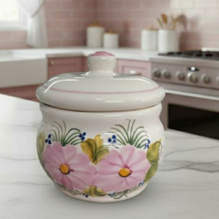 Pote Mantimento Caixa Lisa Com Tampa Louça Cerâmica Esmaltada Decoração Cozinha Promoção mais vendido