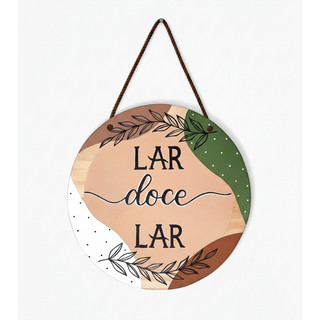 Porta Decorativo Casa e Decoração Quadros Personalizados Plaquinha MDF Redonda Lar doce Lar Quadro Decorativo