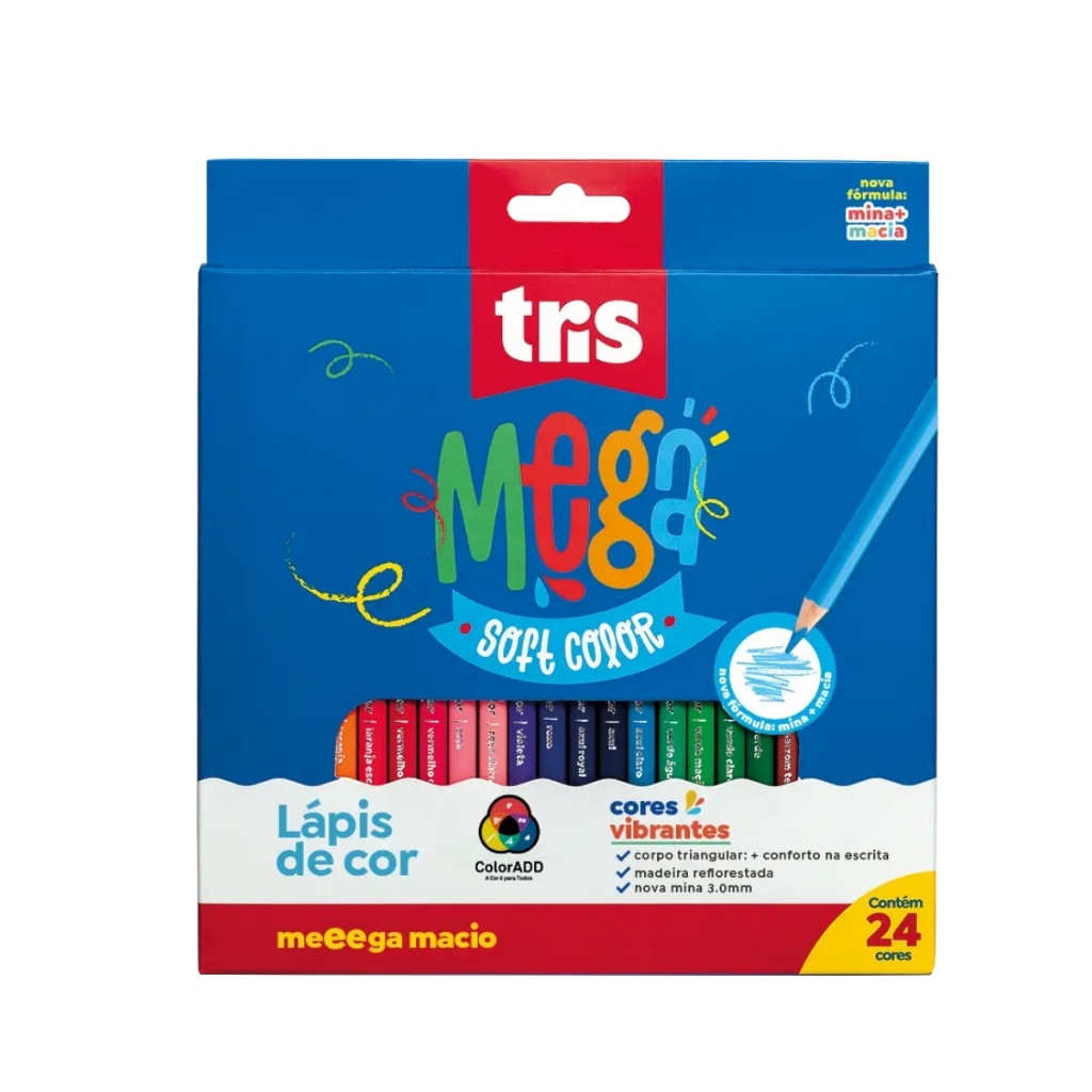 LÁPIS DE COR TRIS MEGA SOFT COLOR 24 CORES