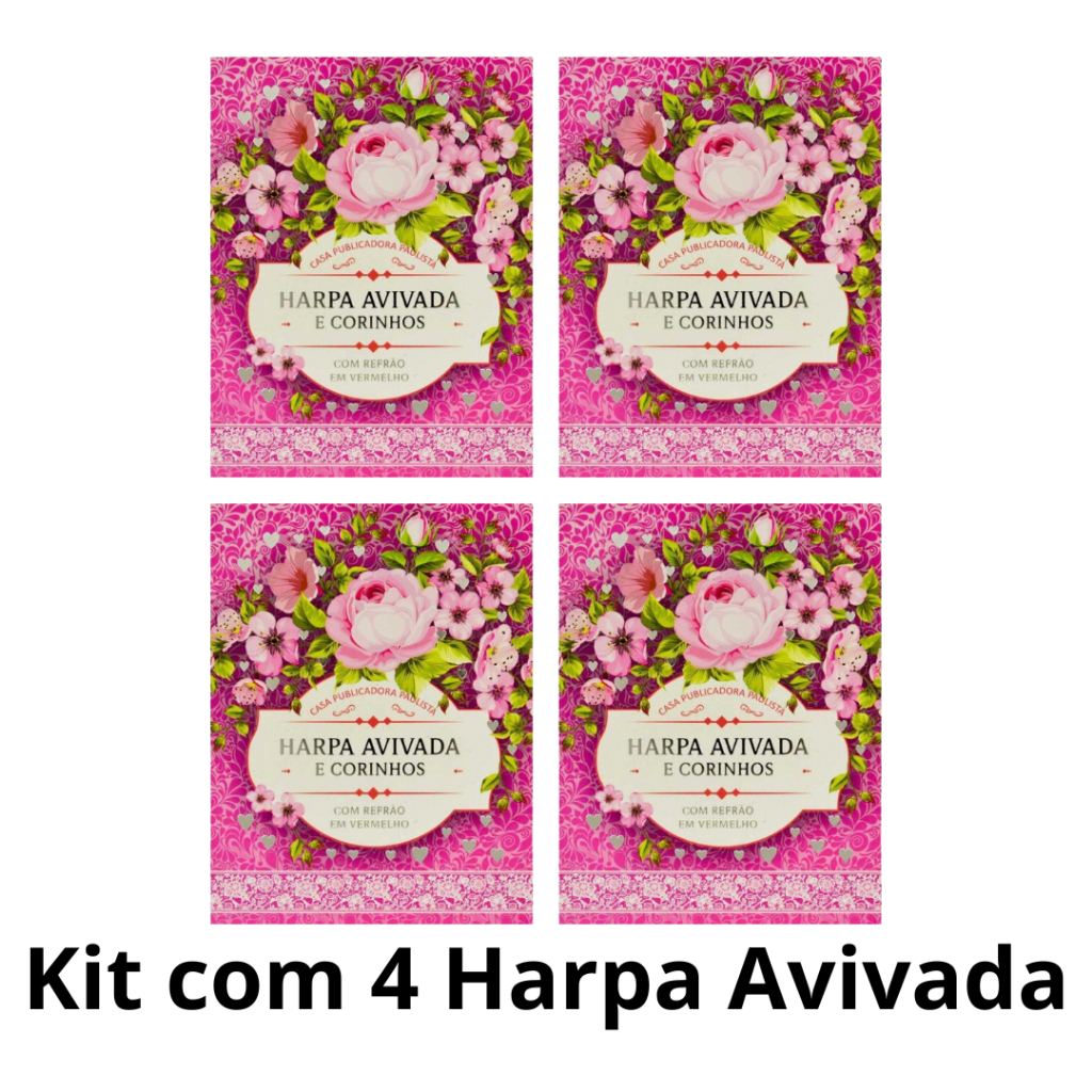 Kit com 4 Harpa Avivada pequena Letra maior  Brochura | Floral Pink em Oferta na Shopee