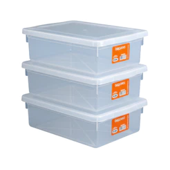 Kit de 3 Caixas Plásticas De 2,5l Multiuso Organizadoras De Casa Transparente