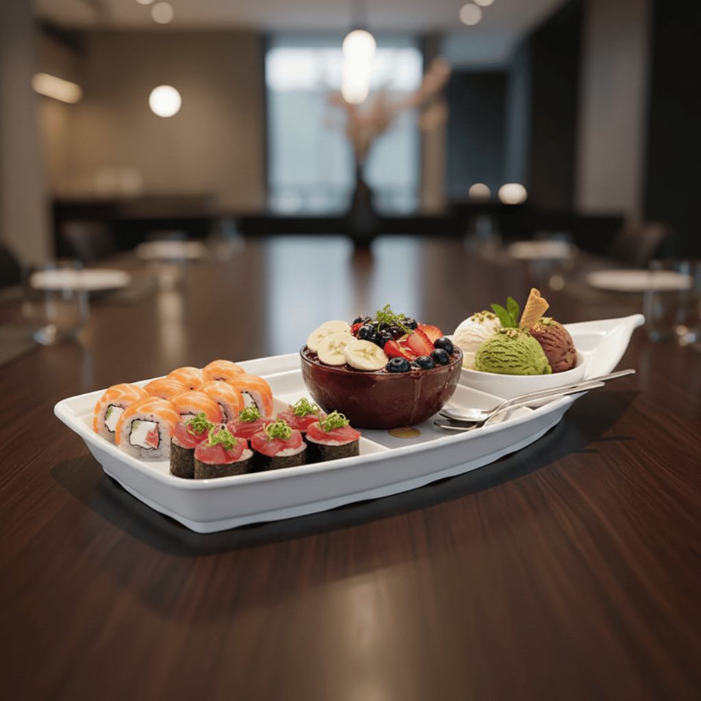 Kit 2/3 Barca de Melamina Travessa Barco Sushi, Açaí, Sorvete / Bar e Restaurante / Jogo Conjunto