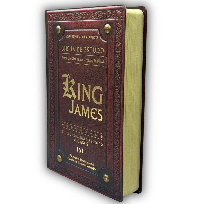 Bíblia Sagrada Pentecostal De Estudo King James Atualizada Capa Dura PPM Letra Gigante Couro Bordô