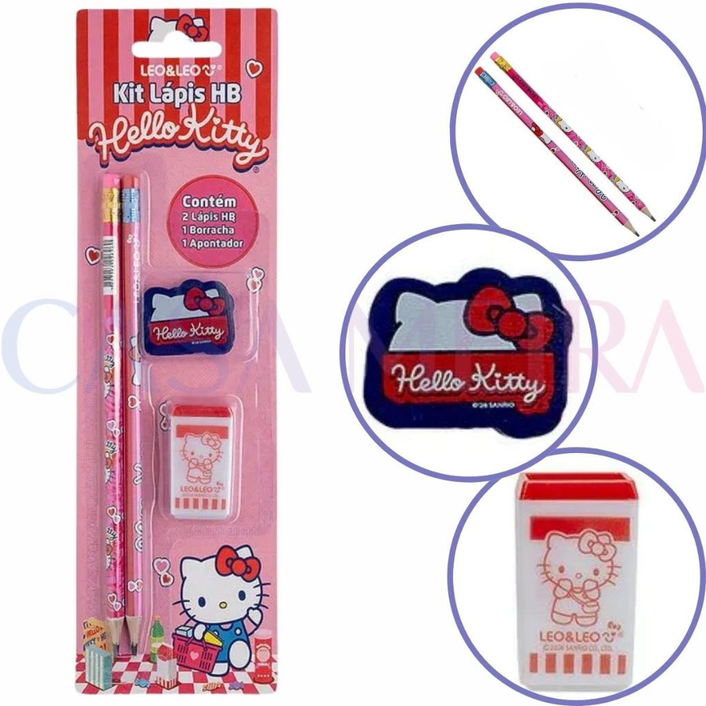 Kit Escolar 4 Peças Lápis Apontador Borracha Volta as Aulas em Oferta na Shopee