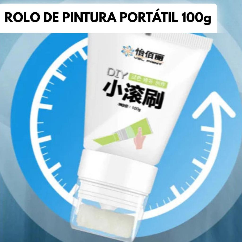 Rolo de Pintura Portátil Bisnaga Tinta Látex Branca 100 gramas sem sujeira, Ideal para pequenos reparos, Vem com lixa!