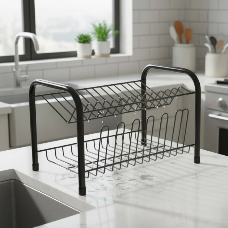 Escorredor De Louça Pratos Pia Cozinha2 Andares Grande Organizador Luxo ResistentE Reforçado Suporte