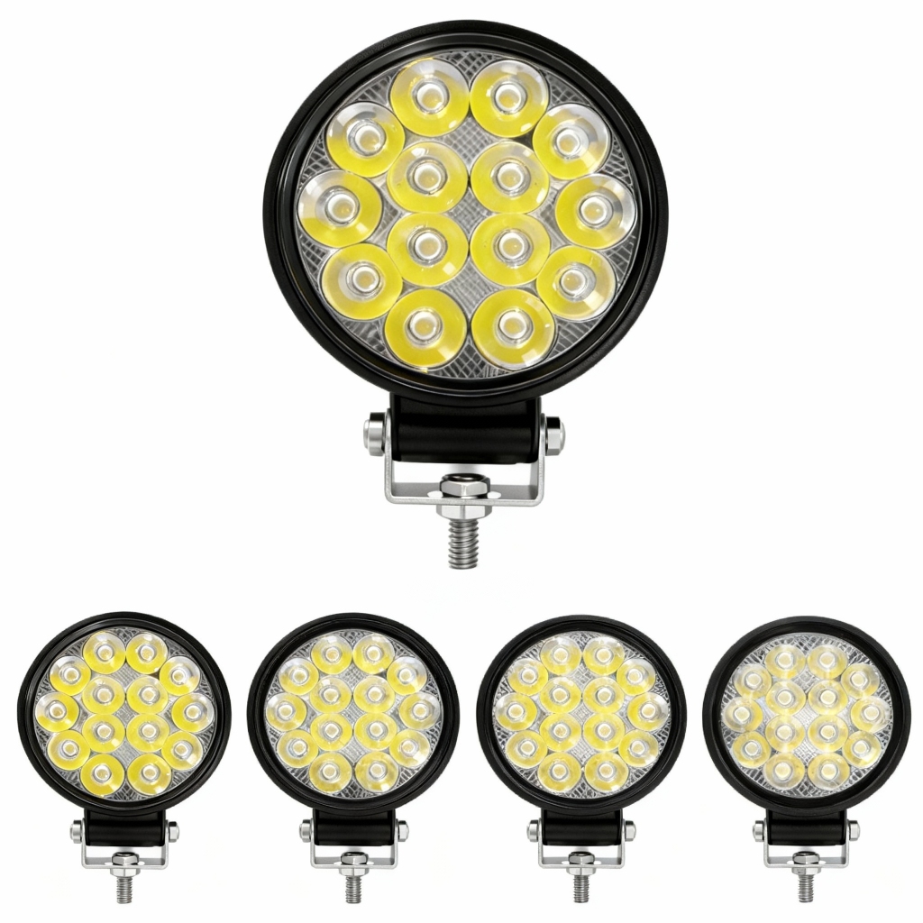 Kit 4 Farol De Milha Redondo Mini 42w 9/36v Power Universal