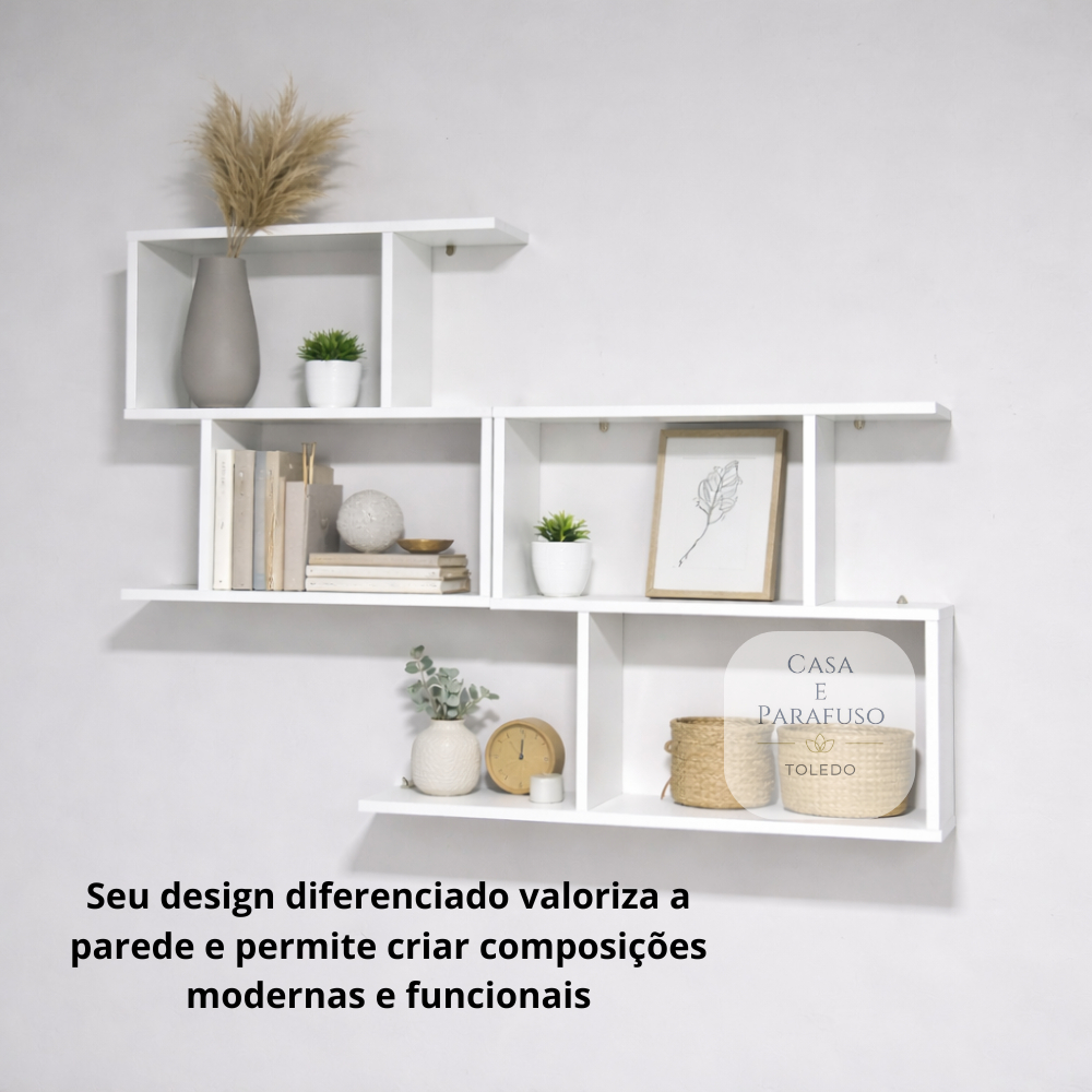 Kit 2 Nichos 60cm Prateleira Decorativa Parede Quarto Sala Escritorio 11