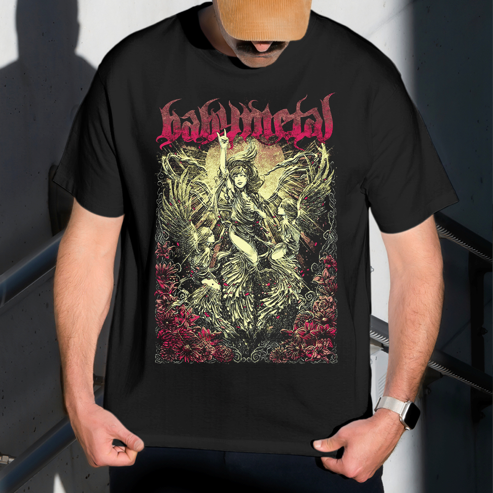 Camiseta Masculina Estampa Baby Metal 100% Algodão Estilo Conforto Diário Do Tamanho P ao GG