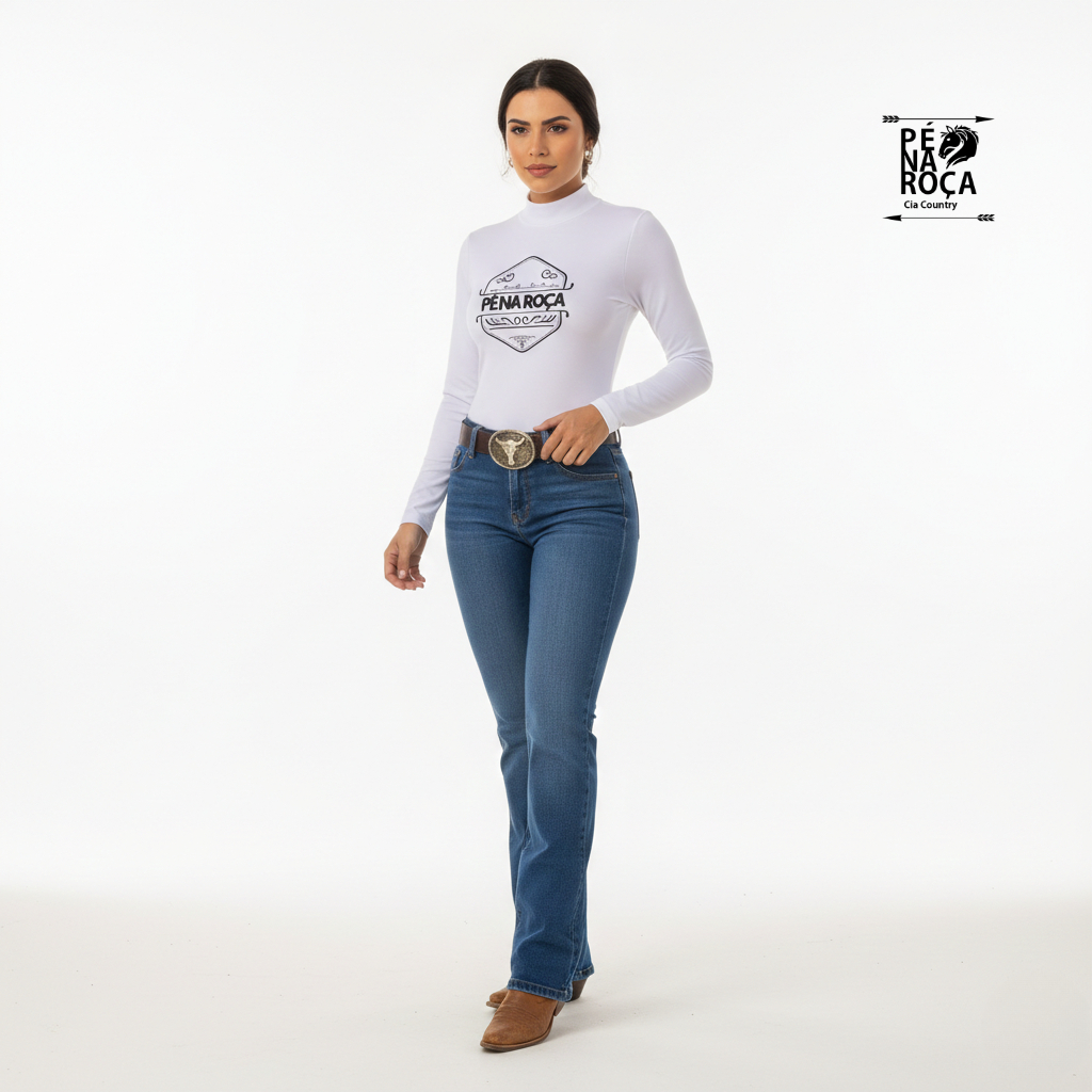 Pé na Roça Cia Country Body UV GOLA ALTA MANGA LONGA com proteção solar  cavalgada rodeio  PNR809