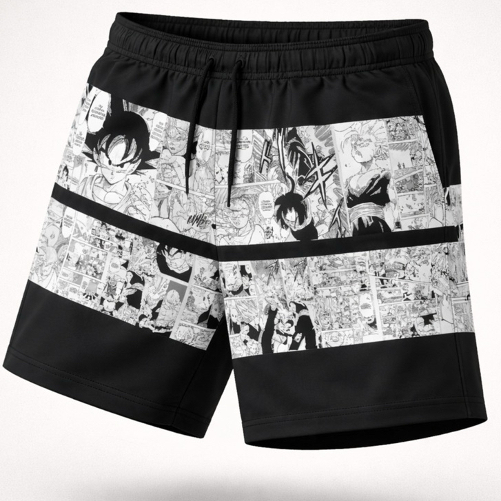 Short BermudaTactel Masculino Anime Goku Leve P ao XG Desenho Animado Secagem Rápida Com Elastano Academia Dia a Dia