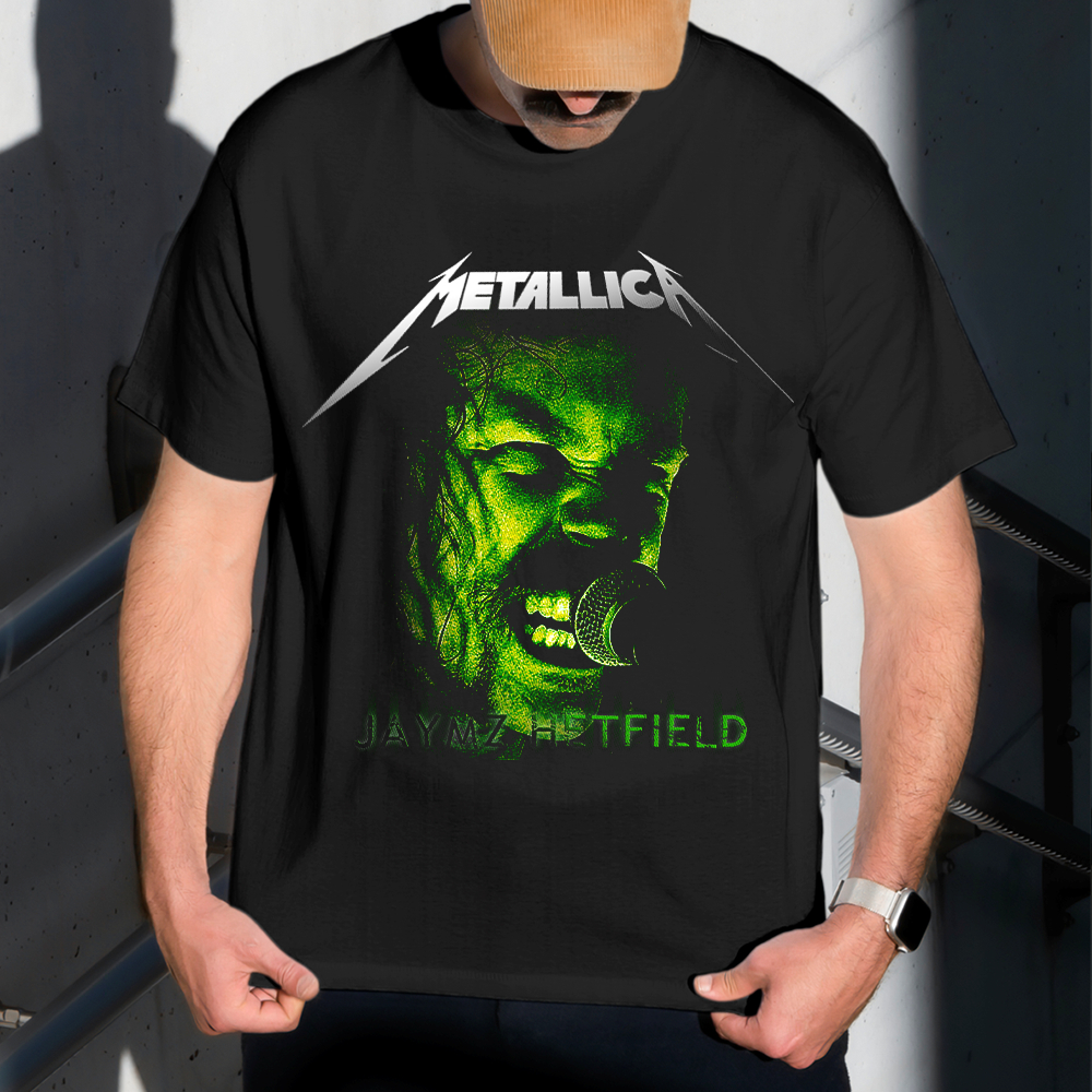 Camiseta Masculina Estampa Metallica Verde 100% Algodão Estilo Conforto Diário Do Tamanho P ao GG