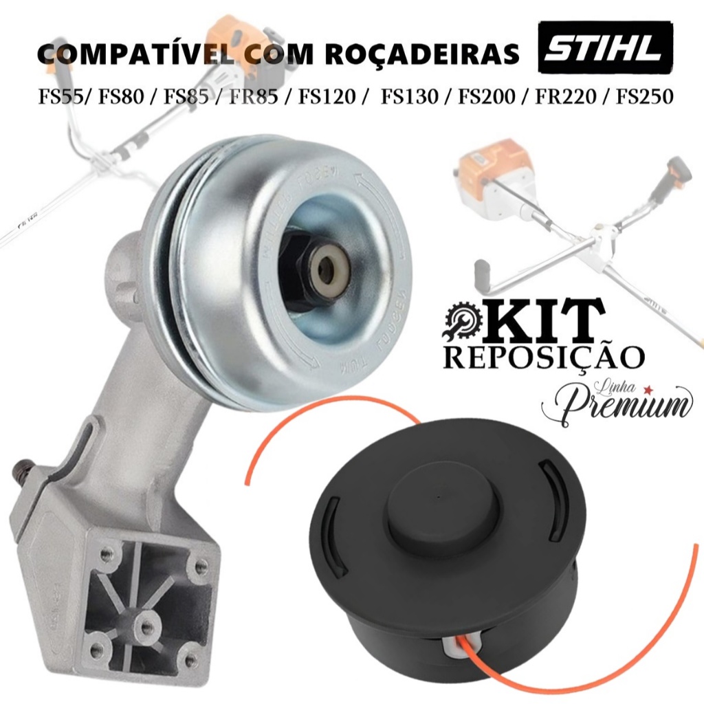 Ponteira Transmissão para Roçadeira Stihl Fs120 Fs85 E Carretel Fio Nylon