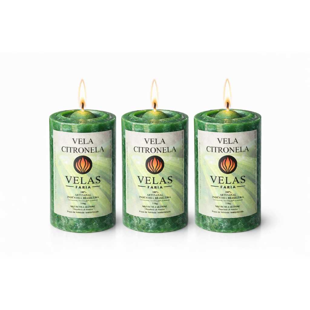 Kit 3 Vela Mini Citronela Repelente para Mosquitos Extra Forte 100% Parafina Pura 113g em Oferta na Shopee