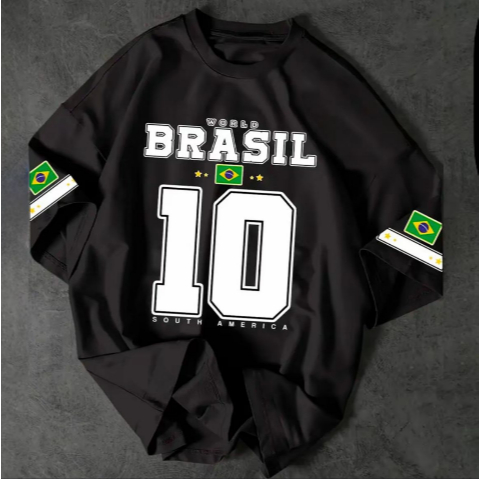 Camiseta Oversized Brasil 10 South America –  Streetwear  Premium  Unissex  Oversized  100%  Algodão em Oferta na Shopee