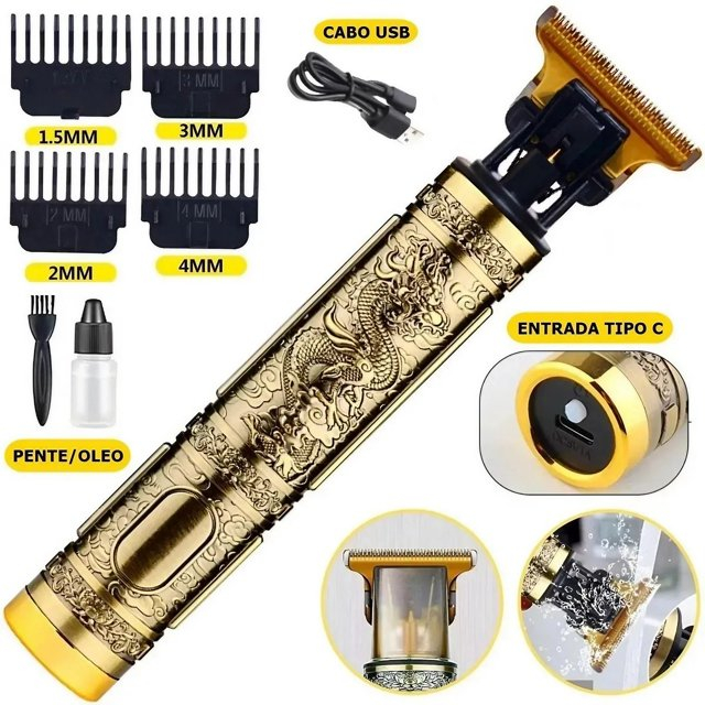Máquina de Barbear e Cortar Cabelo Recarregável – Precisão, Potência e Design Ergonômico