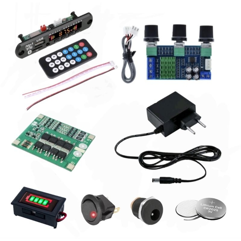 kit Para Montagem Caixa De Som 160w Saídas 2x80w Ajustes Graves e agudos