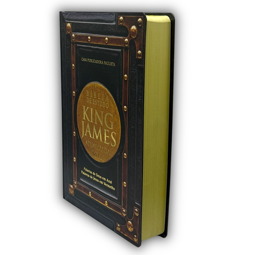 Bíblia Sagrada Pentecostal De Estudo King James Atualizada Capa Dura PPM Letra Gigante Couro Preto