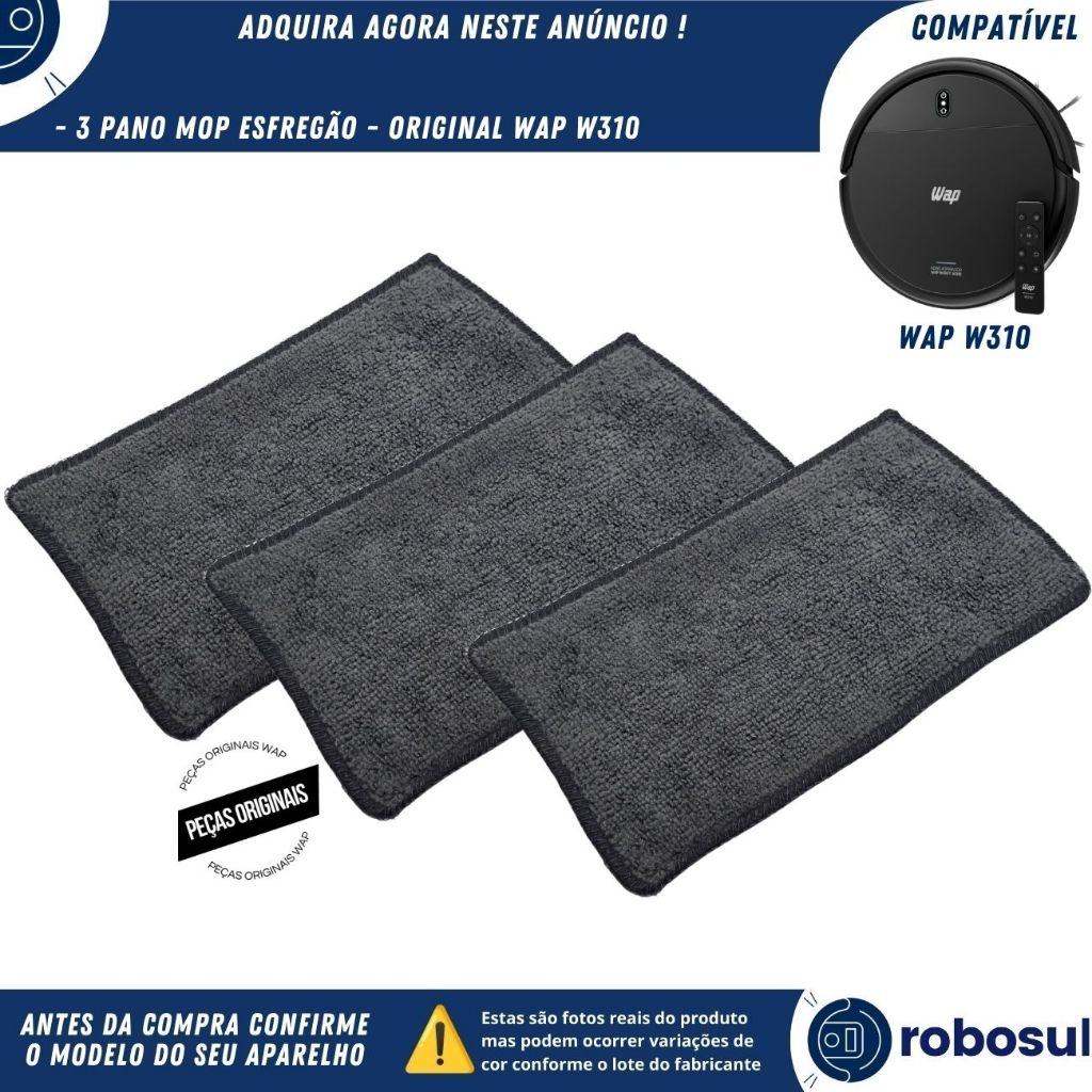 Kit 3 Refil Pano Mop Flanela Esfregão Original Para Robô Aspirador Wap Robot W310