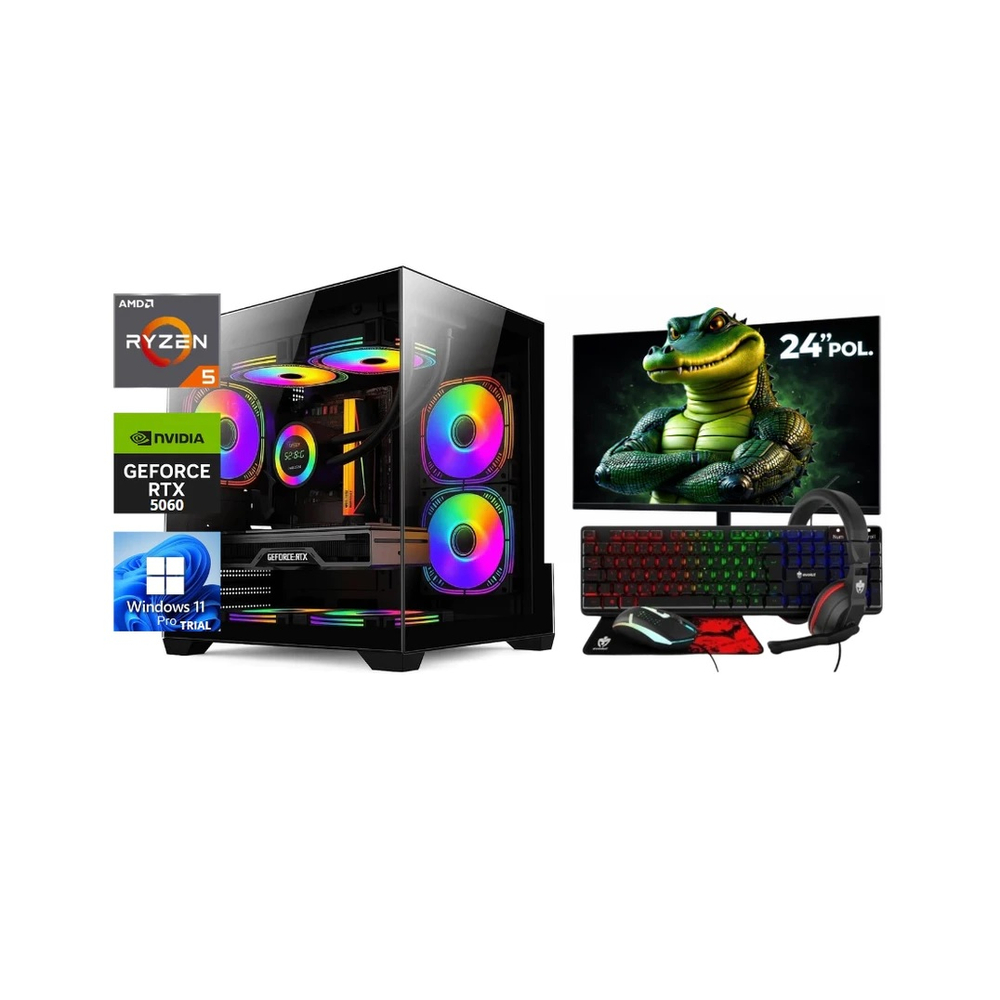 PC Gamer Completo Potente AMD 5 5500 Placa de video RTX 5060 8GB Memória 16GB DD