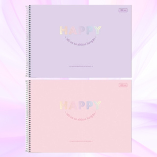 CADERNO DE CARTOGRAFIA E DESENHO ESPIRAL CAPA DURA HAPPY 80 FOLHAS em Oferta na Shopee