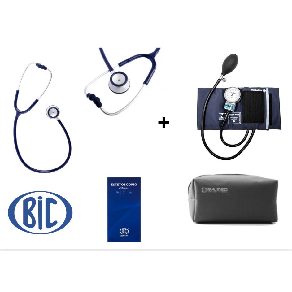 Aparelho/Esfgmomanometro P.A. Med + Estetoscópio Linha Eficacce Bic Várias Cores