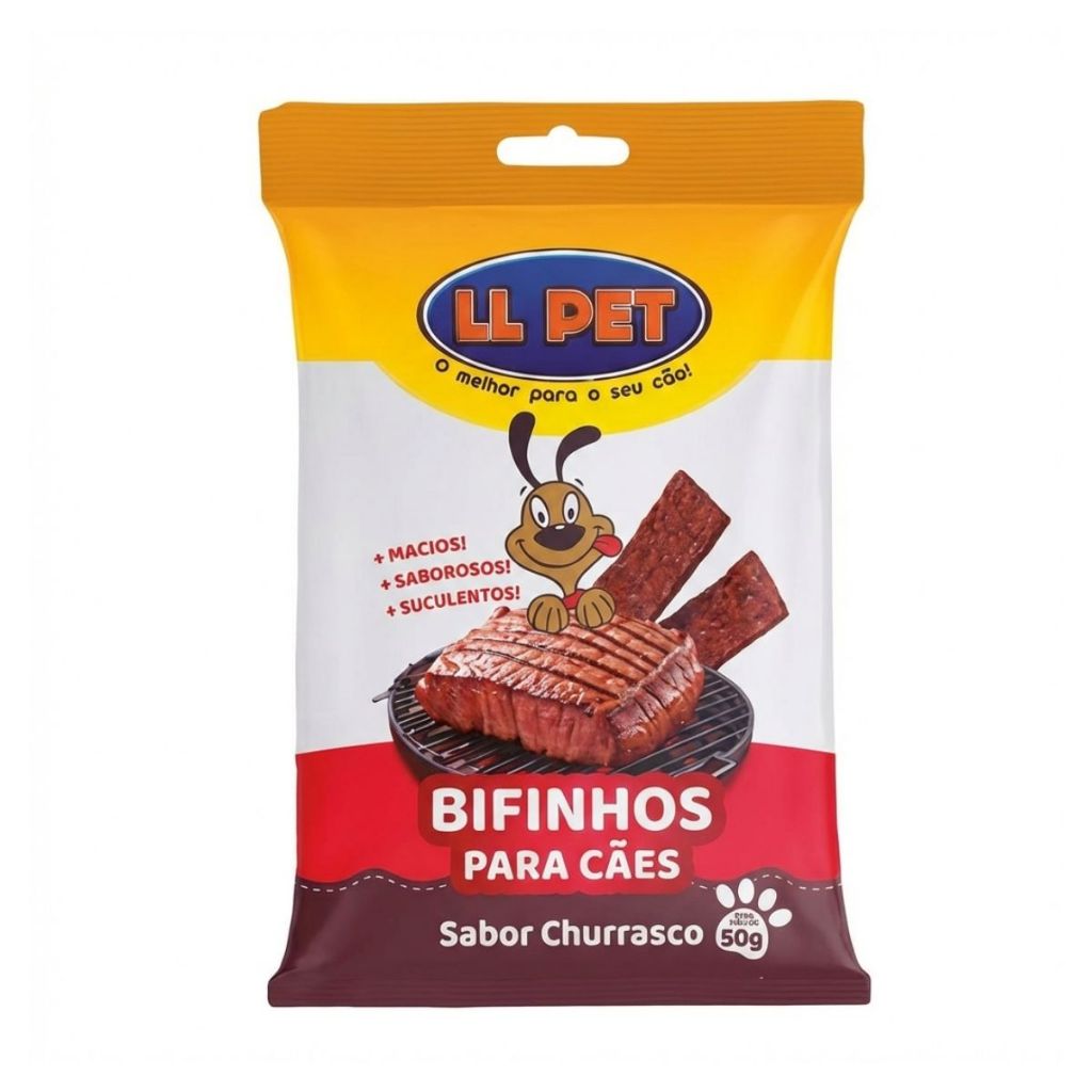 Petisco Bifinho de Churrasco LL Pet para Cachorros 50gr Unidade