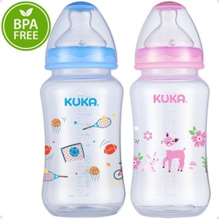 Mamadeira Kuka Big Ortodôntica 330ml menino menina Bico Silicone Orto Anticolica 6m+ Original Kuka
