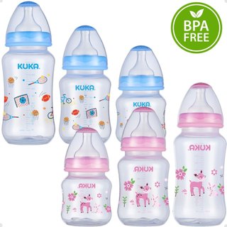 Kit 3 Mamadeira Kuka Bico Big Redondo 150ml 240ml 330ml Rosa Azul Natural Bico Universal silicone