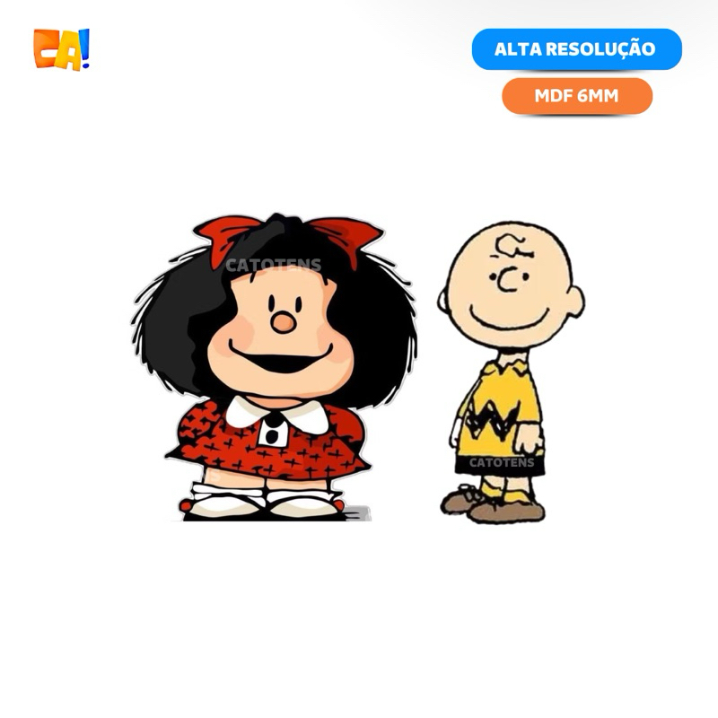 Kit 2 Displays de chão MDF 6mm Snoopy 50cm a 80cm Charlie Brown e Mafalda Totem pra festa