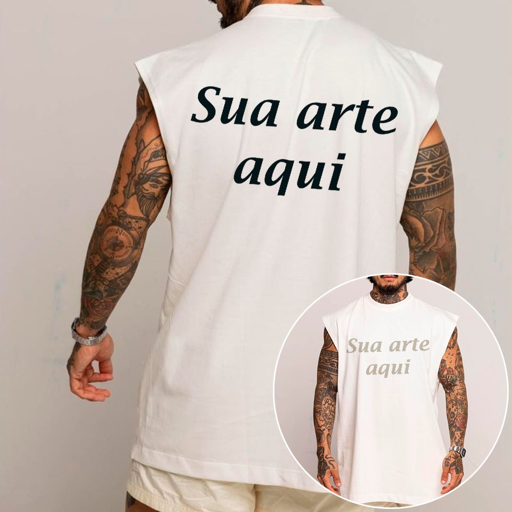 Camiseta regata oversized longline longa streetwear personalizada exclusiva sua arte aqui