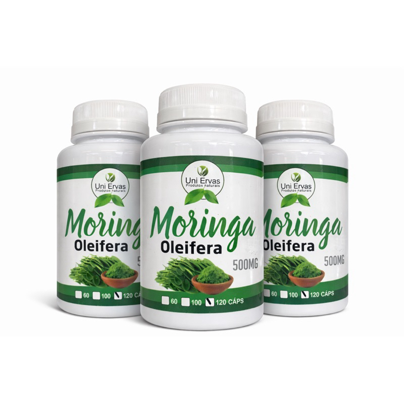 3 Potes Moringa 500mg 60 Capsulas Cada 100% Natural em Oferta na Shopee