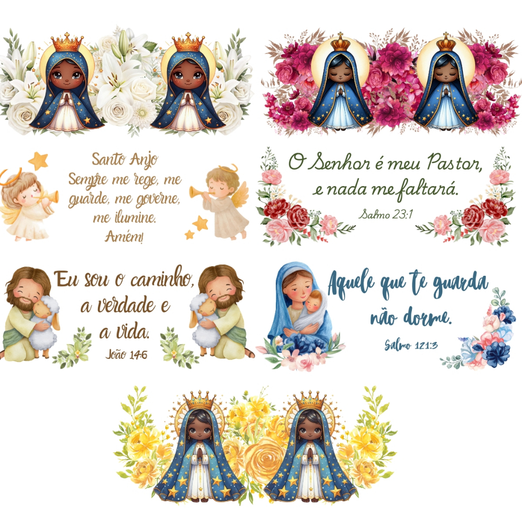 DTF Adesivo Transfer Termocolante Imagem Téxtil Religioso Frases Floral 2 Imagens Maria Flor Tecidos