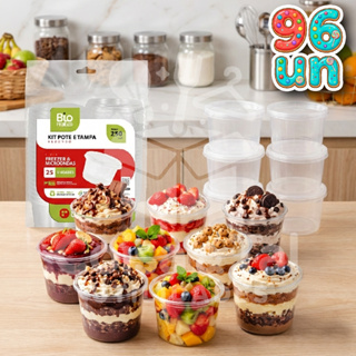 Pote Redondo 250ml com Tampa - Veda Perfeitamente Freezer Microondas Bolo de Pote, Sorvete, Doce em Oferta na Shopee