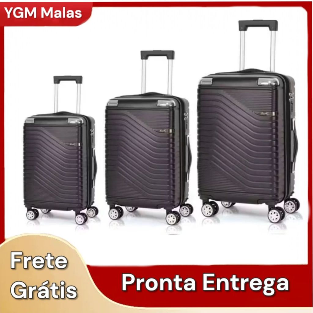 Kit Conjunto 3 Malas De Viagem Pmg Resistente Premium Pequena 10kg E Media 23kg E Grande 32kg em Oferta na Shopee