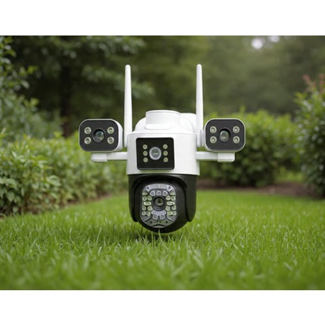 Câmera de Segurança  3 em 1 Full HD 360° com 4 Lentes, Visão Noturna Colorida, Áudio Bidirecional e D em Oferta na Shopee