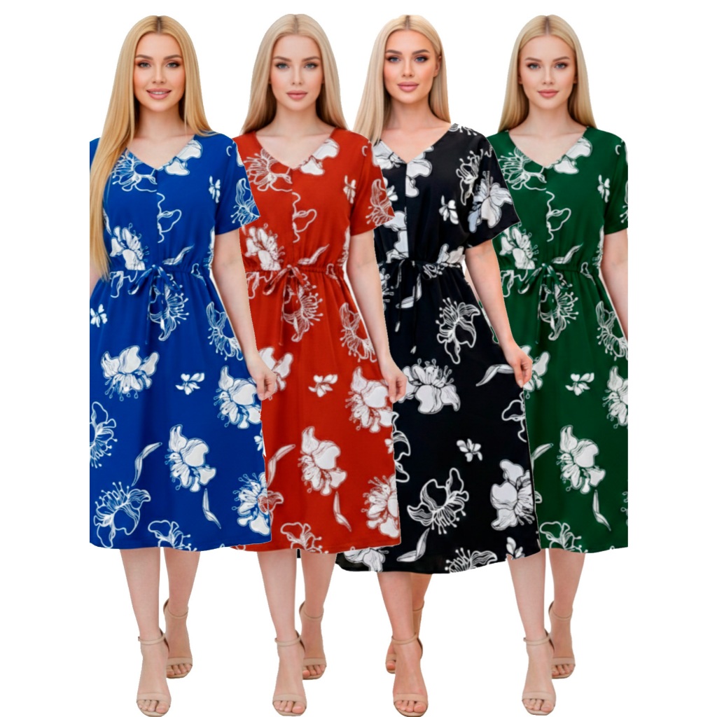 Vestido Midi Feminino Crepinho Estampado Floral Moda Evangélica Veste 40 ao 46 em Oferta na Shopee