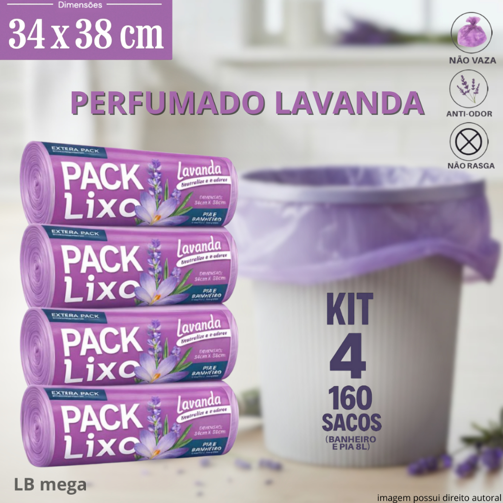 Saco de Lixo Perfumado Lavanda Sacos Para Pia e Banheiro Neutraliza Odores Econômico Resistente em Oferta na Shopee